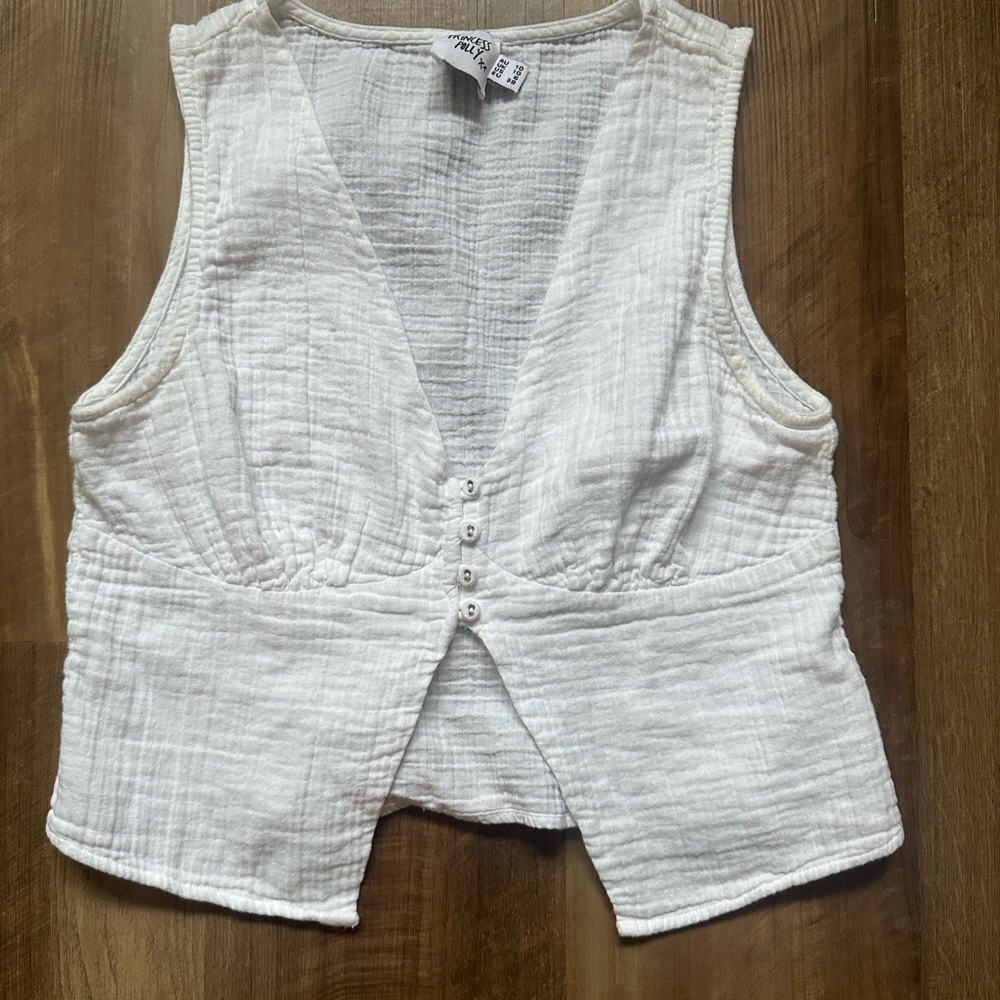 Princess Polly White Textured Sleeveless Blouse